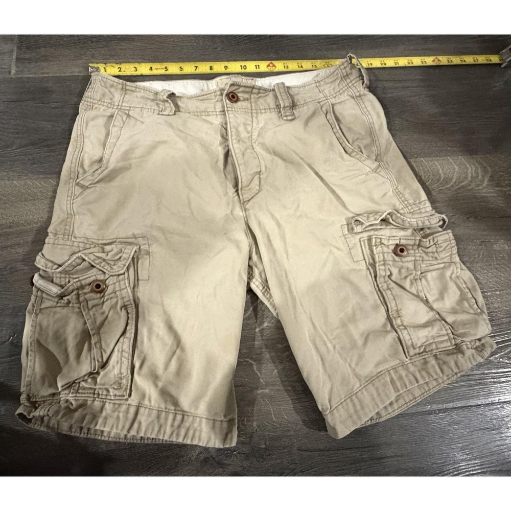 Hollister Y2K Vtg Khaki Shorts Mens 34 Beige Cargo Canvas Casual